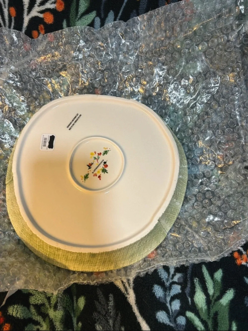 Anthropologie Hand-Painted Floral Ceramic Bowl in White with Multicolor Accents